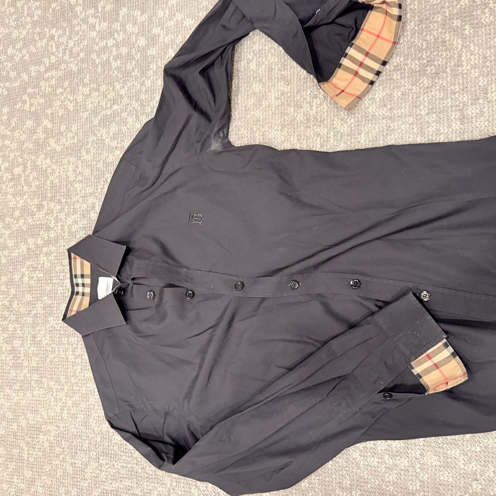 Burberry Black Shirt with Plaid Accents